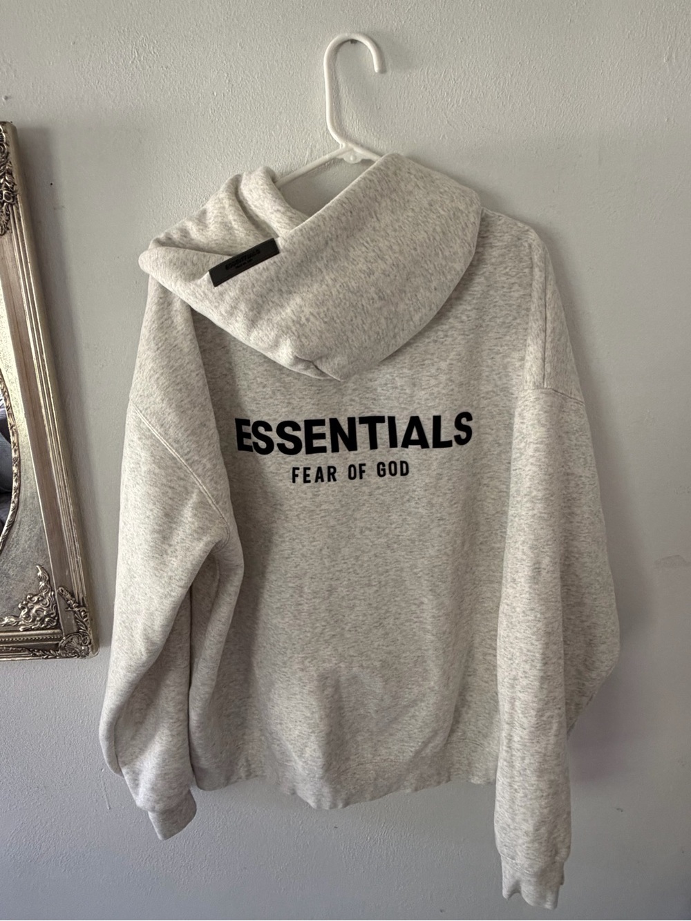 Essentials Fear of God Light Gray Logo Hoodie